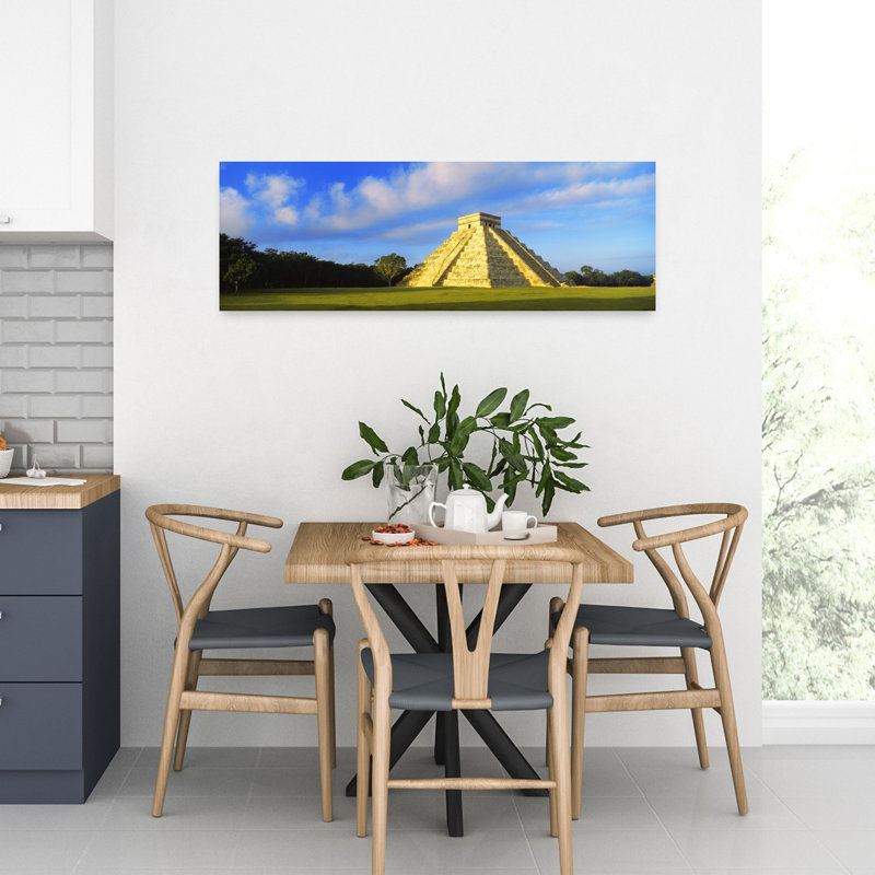 Pyramide dans un champ, pyramide de Kukulkan, Chichen Itza, Yucatan, Mexique, art abstrait contemporain, paysage, art mural