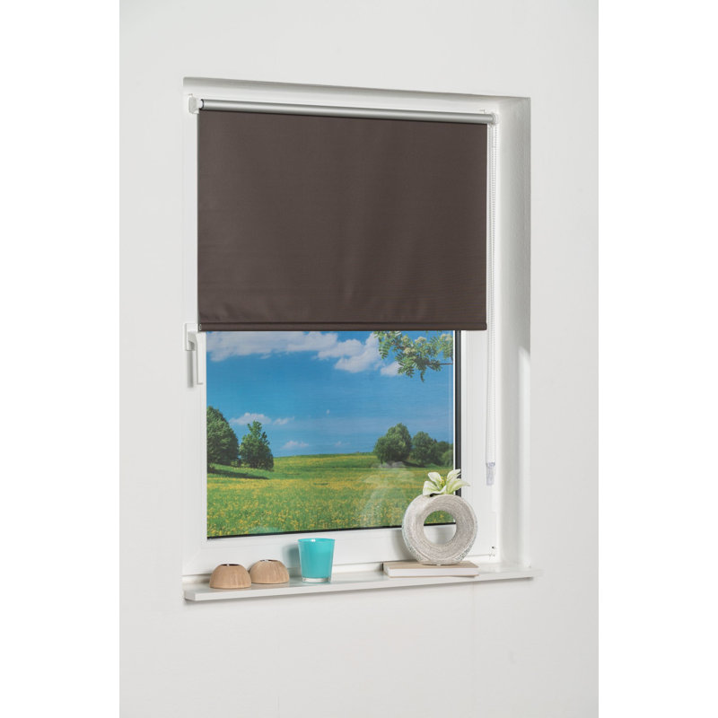 Klemmfix Room Darkening Roll-Up Blinds, 150 cm L x 50 cm W , Brown