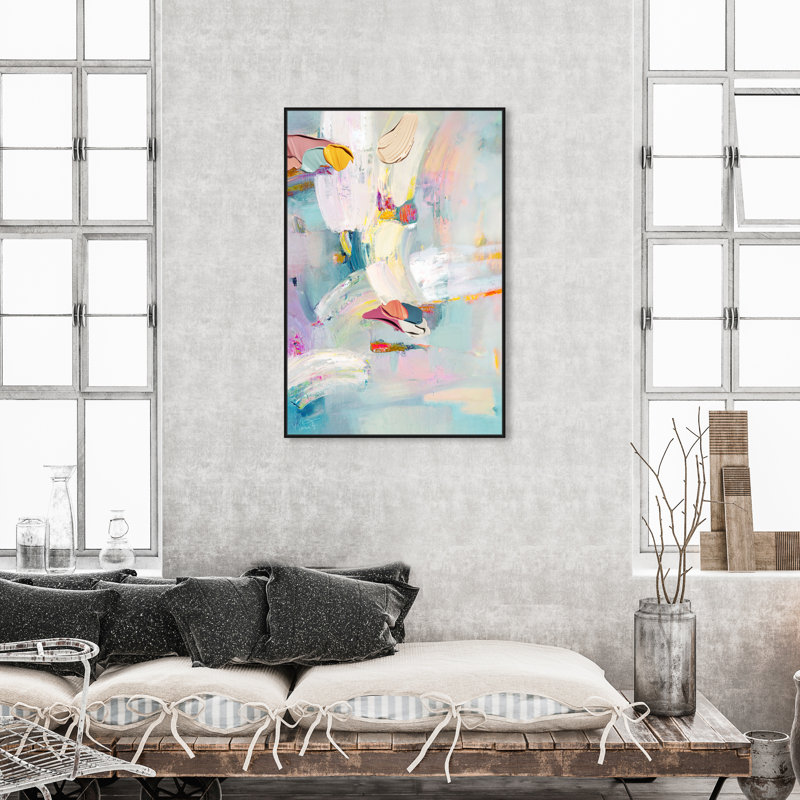 Sunny Chicago - peinture sur toile, Toile encadrée noire, H 45 po x l 30 po