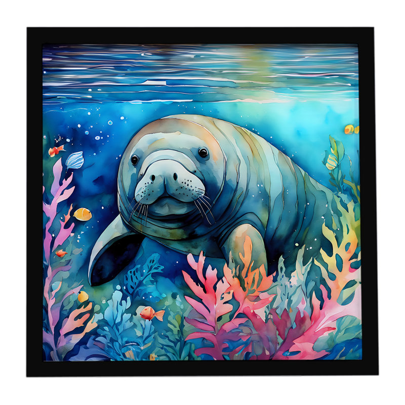 Manatee Framed Metal Print