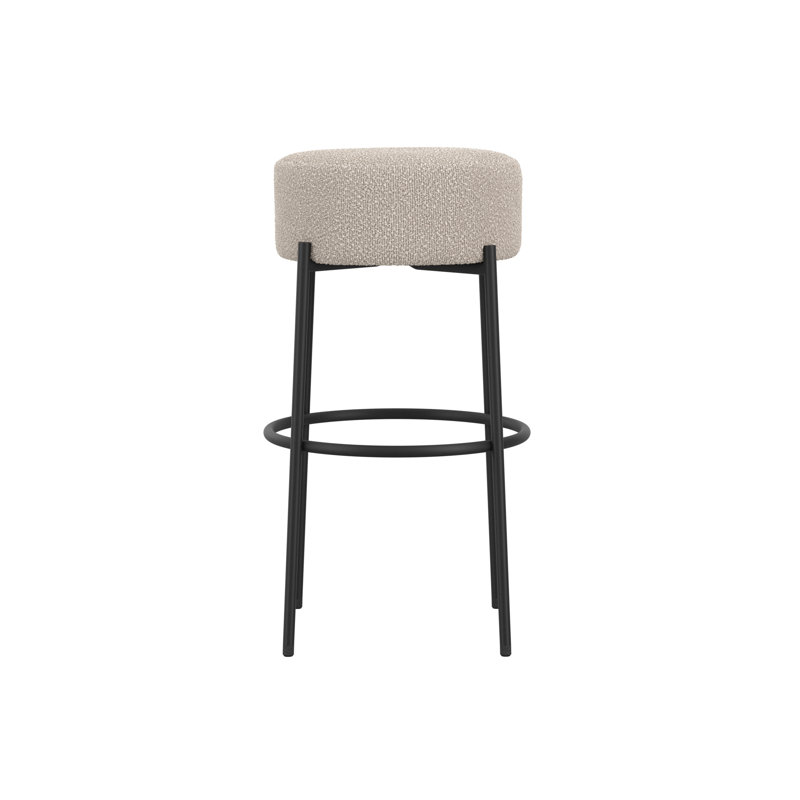 Upholstered Counter Stool with Metal Frame, Buff