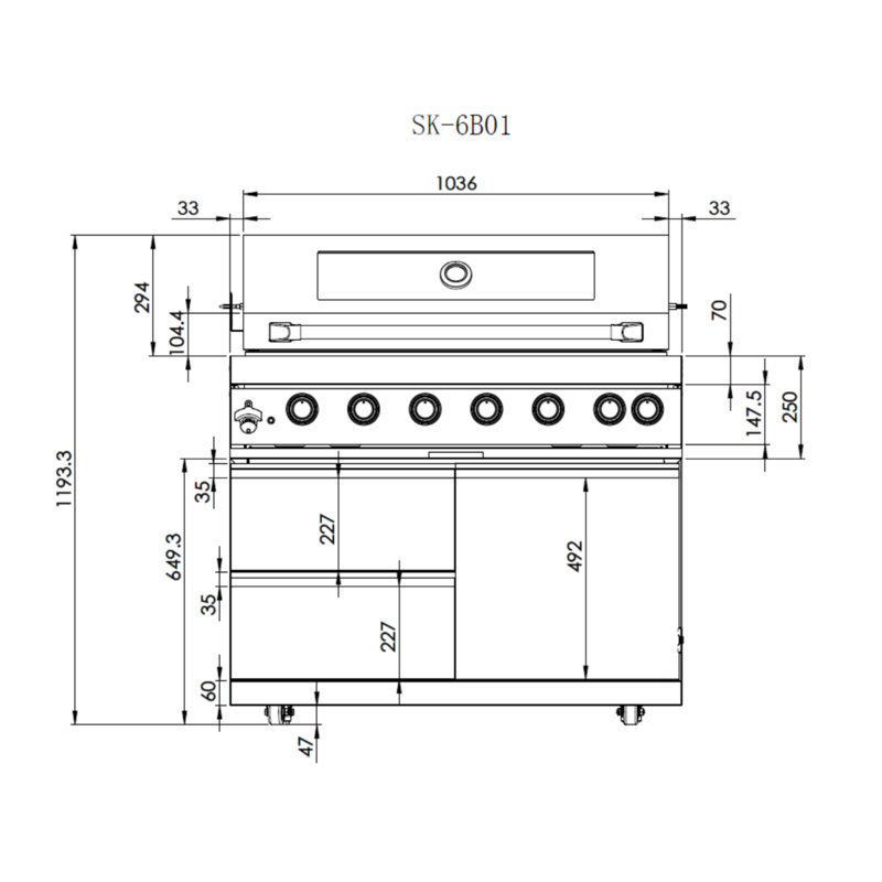 Six Burners Grill, Stainless Steel