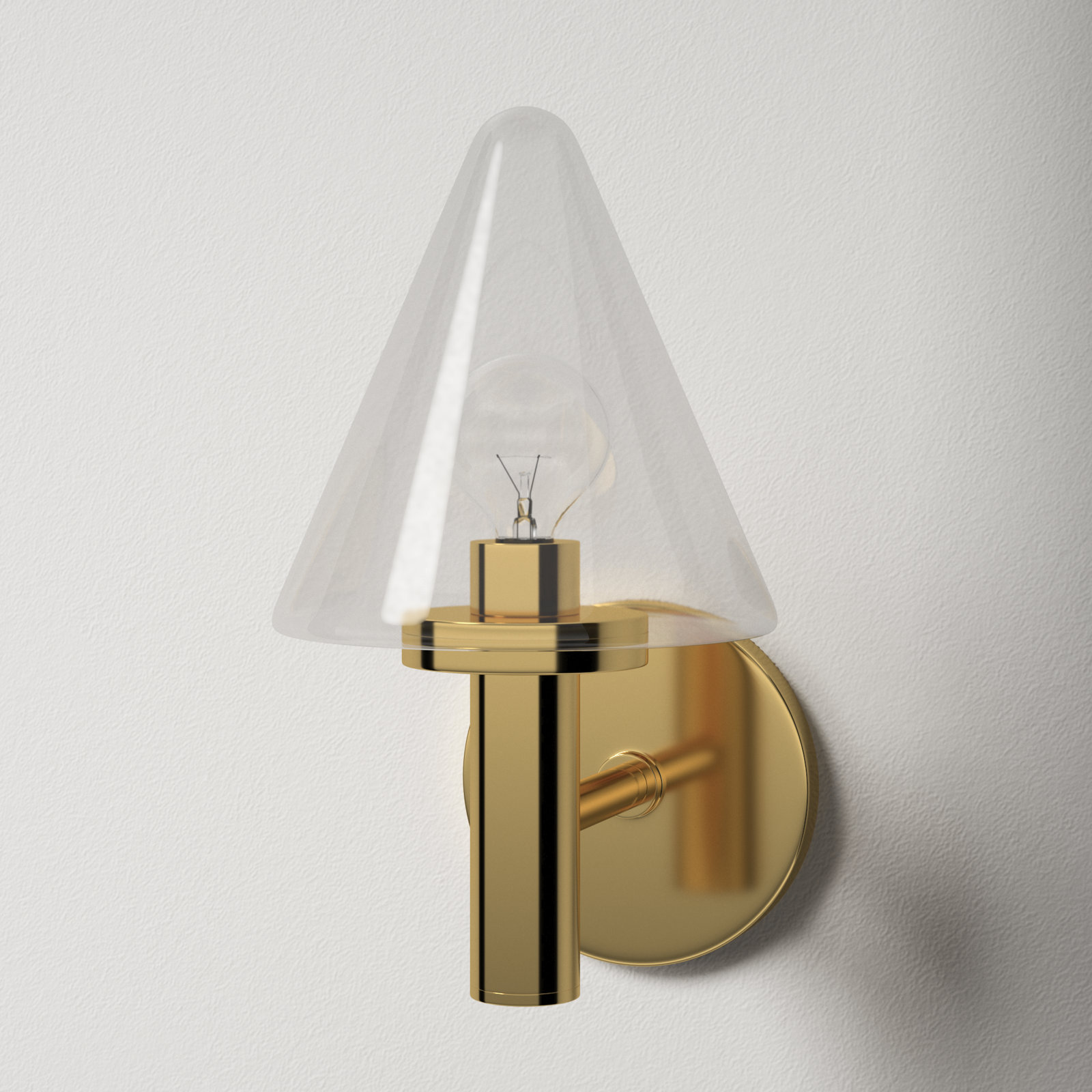 Single Transparent Bath Sconce, Aged Brass