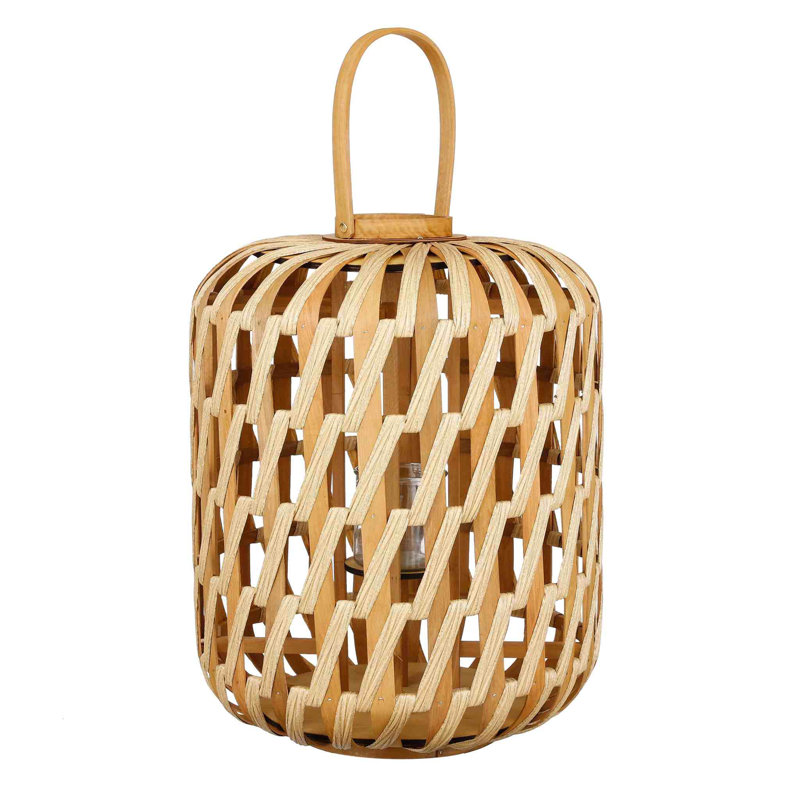 Polyester Lantern, 55cm H x 42cm W x 42cm D, Brown