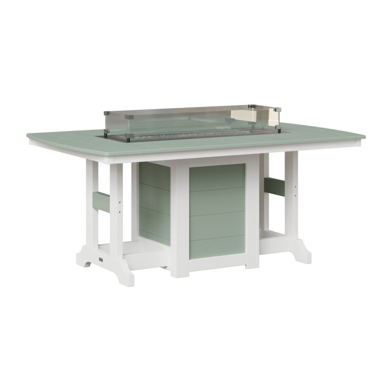 Berlin Gardens Garden Classic 72″ Fire Pit Counter Height Dining Table, Seafoam Top with White Base, 35.5" H x 44" W x 72" D