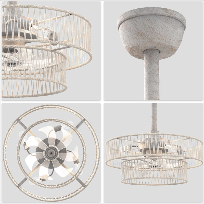 20" Modern Ceiling Fan With Lights And Remote Control, 6-Speed Adjustable Height And Timer
