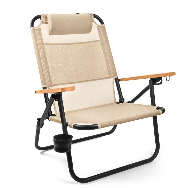 Chaise de plage à dos pour adultes, Sable / Noir