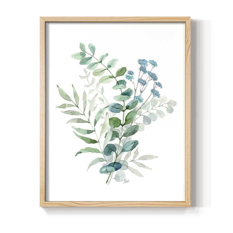 «Blue Mist Eucalyptus II», reproduction encadrée - bois massif, Naturel, H 21 po x l 17 po