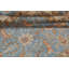 Tapis bleu en laine noué à la main de conception unique 6 pi 6 po x 9 pi 8 po