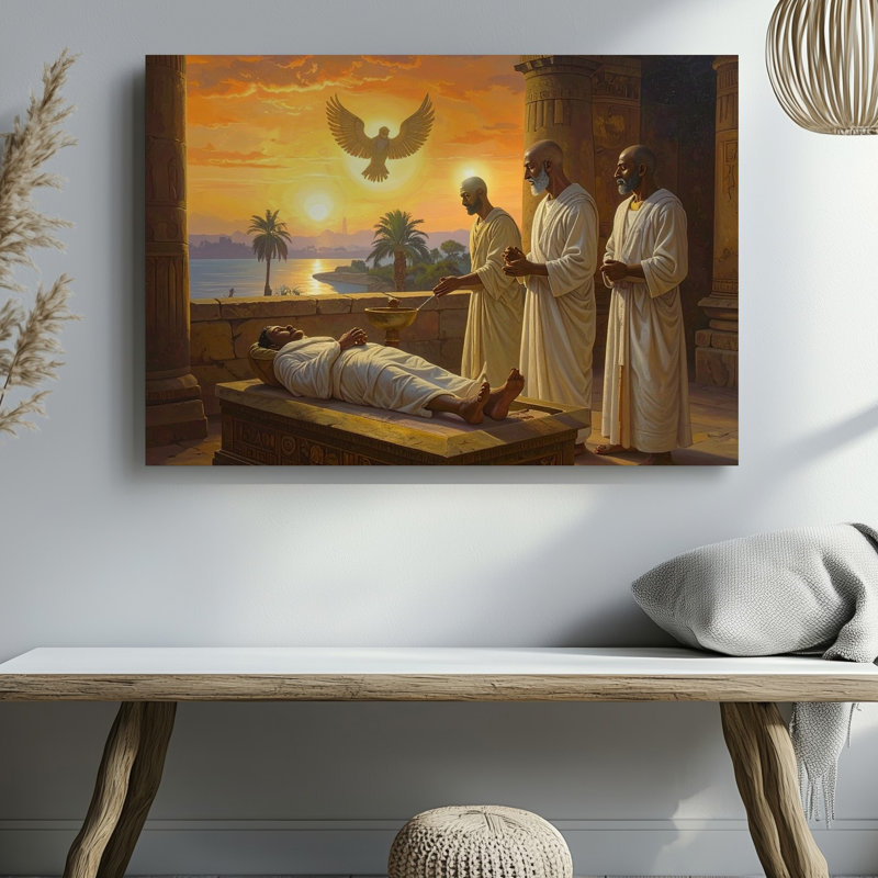 Toile, art rituel sacré, embaumement égyptien, H 9 po x l 12 po