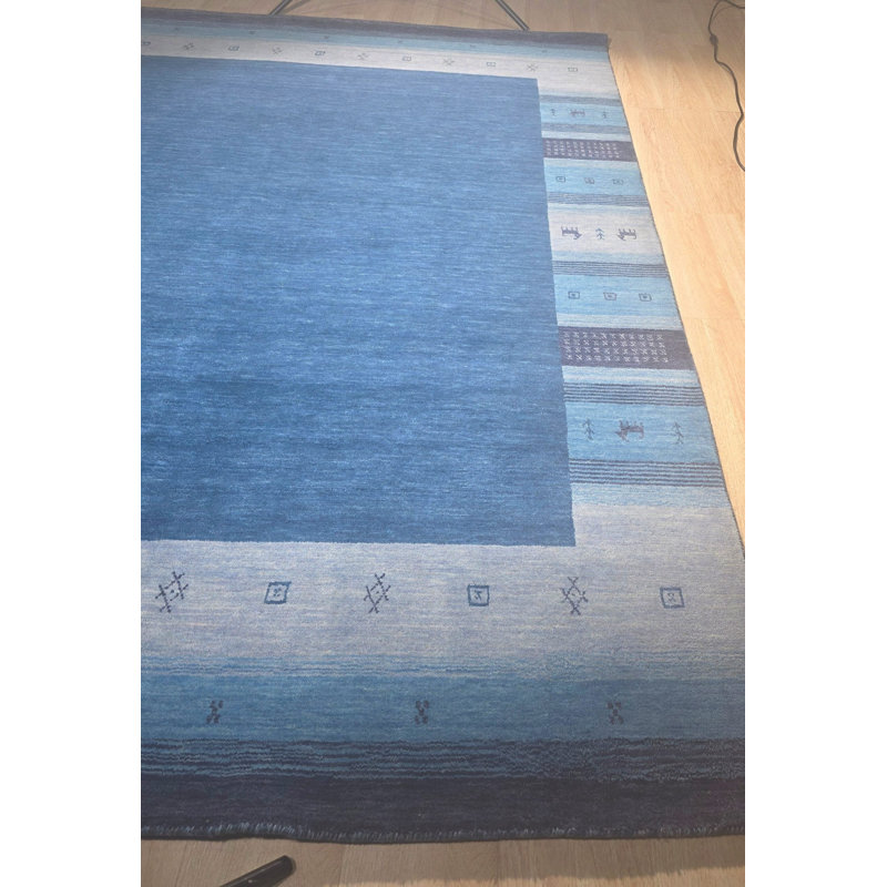 Handloomed Blue Gabbeh Tribal Wool Area Rug, 8' x 10'