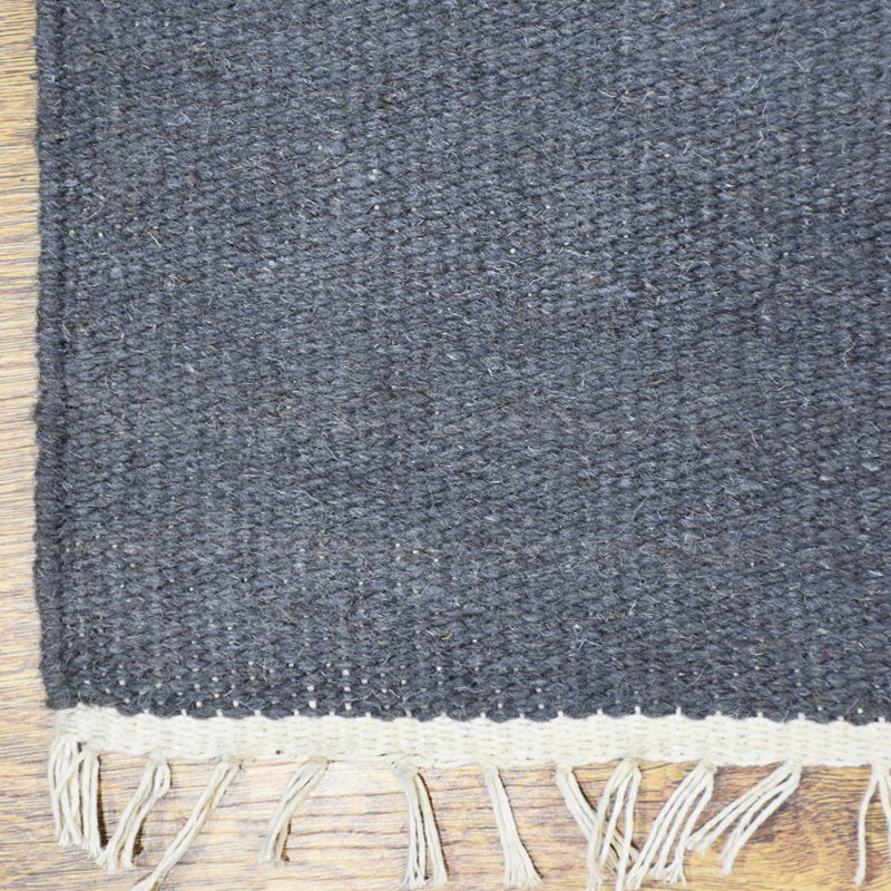 Alithea Hand Woven Flat Weave Kilim Wool Eco-Friendly Area Rugs - Rectangle, Light Charcoal Color, Plain Solid Design, Low Pile Handmade Area Rugs for Living Room, Bed Room