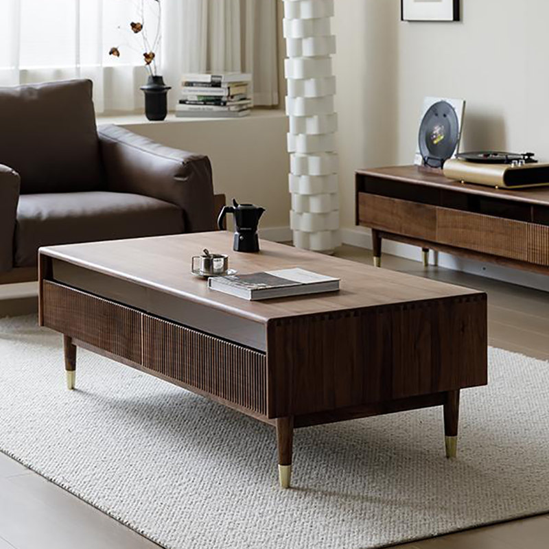 Black walnut coffee table all solid wood, 17.7" H x 47.2" L x 23.6" W