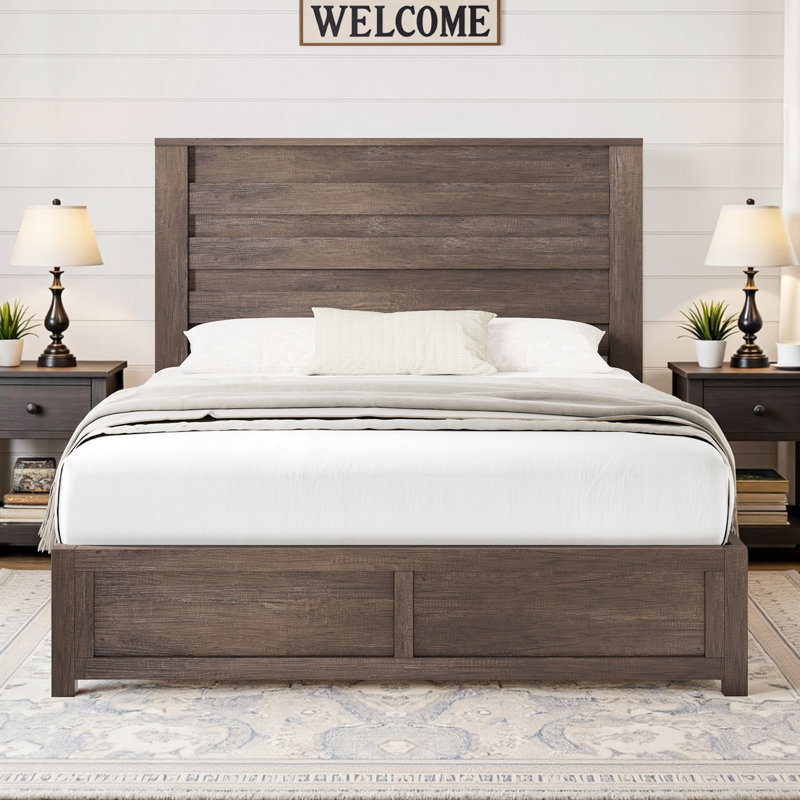  Lit plateforme double Louby de 49 po Louby, Complète, gris