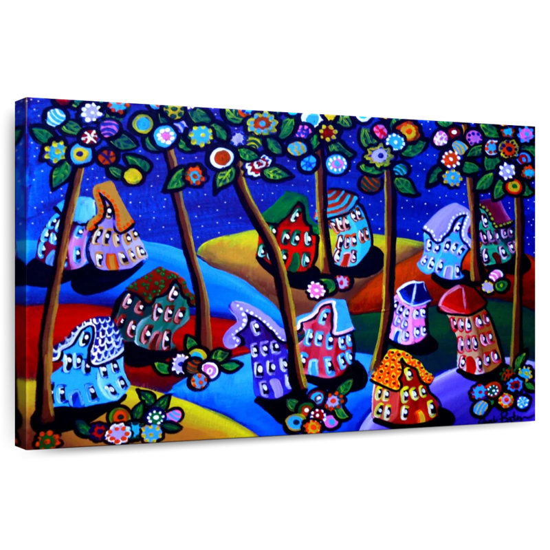 Whimsical Hills Houses Trees, 34" H x 51" W
