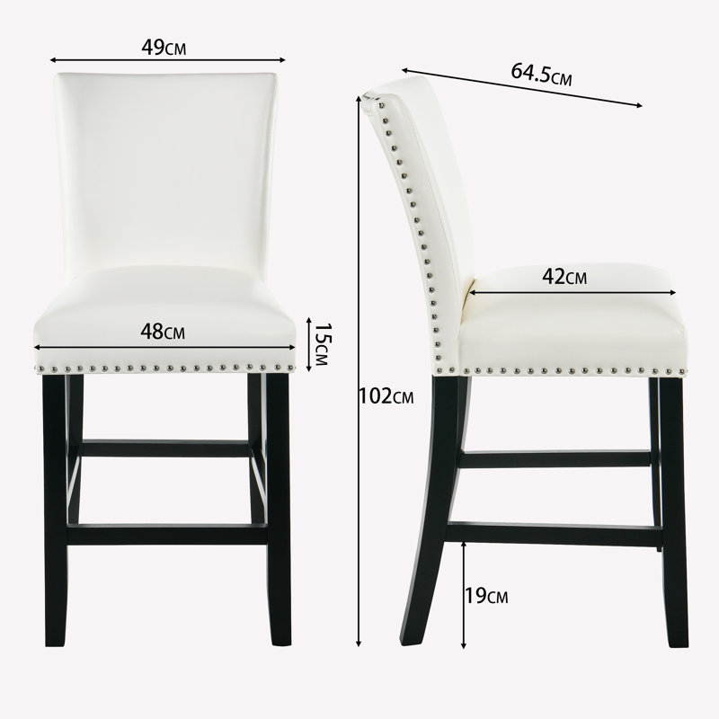 Ringwood Upholstered Counter Stool with Solid Wood Frame, White