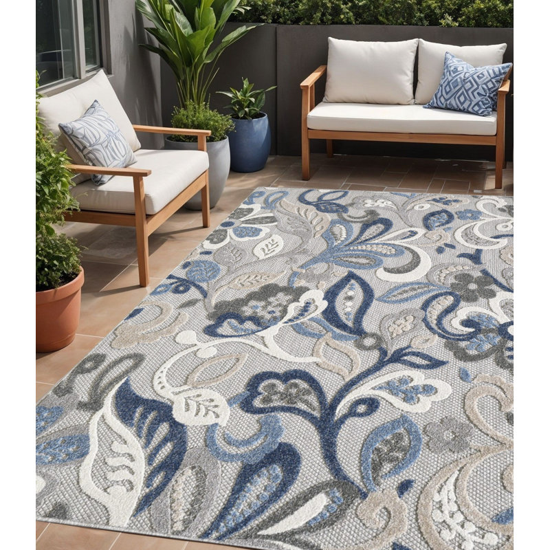 Tapis jacobien bleu et gris, Rectangle 5 pi x 7 pi
