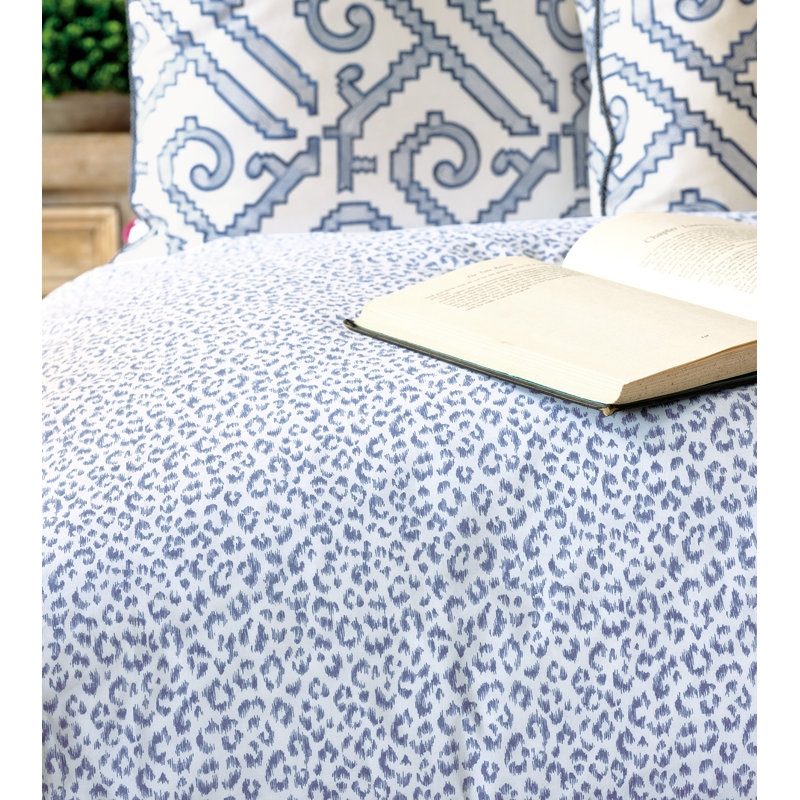 Selma Coastal Cotton Percale Animal Print Duvet Cover, Queen Duvet Cover