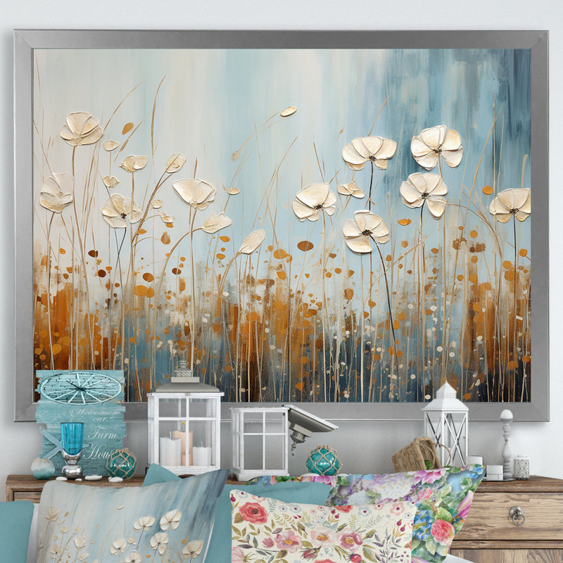 Minimalisme, fleurs sauvages, pays des merveilles sur toile, H 16 po x l 32 po x P 1 po, Cadre simple argenté