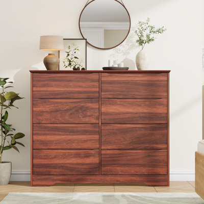 Commode à 8 tiroirs en bois avec plateau large, grande commode moderne pour la chambre à coucher, le salon, le couloir ou la chambre des enfants, placard de rangement profond pour les vêtements et les articles essentiels
