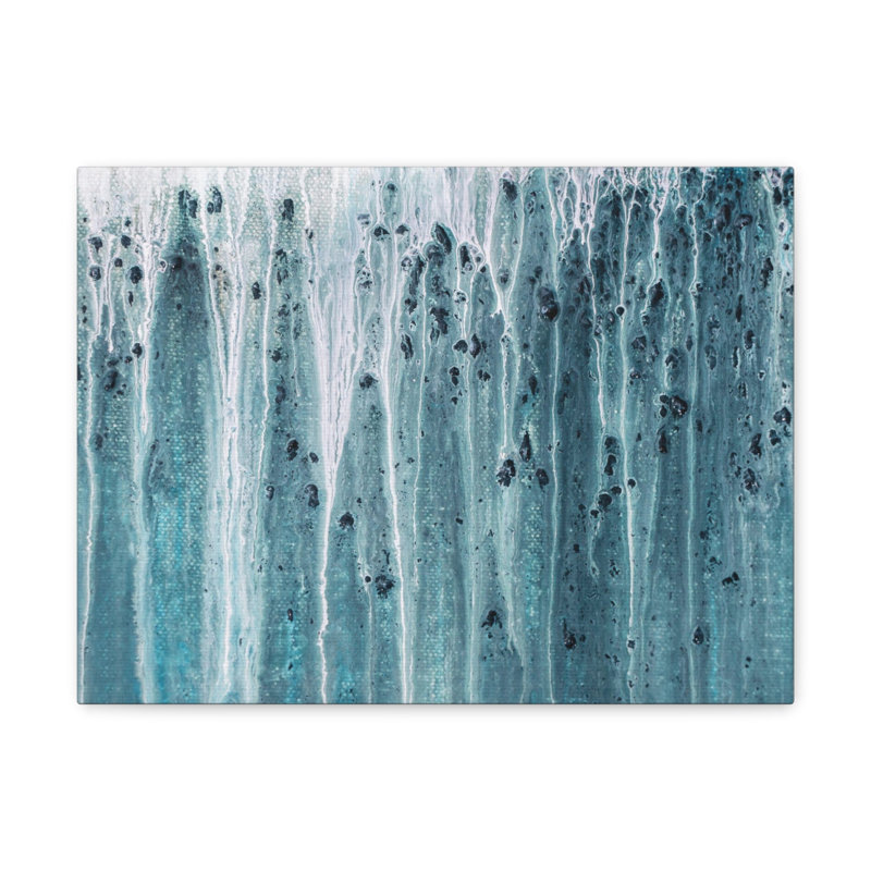 «Blue Rain», peinture acrylique abstraite sur toile, H 16 po x l 20 po