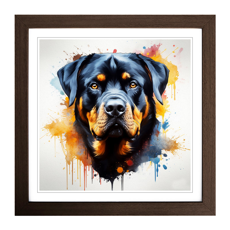 Rottweiler Conceptual - Single Picture Frame Print on Wood, Walnut