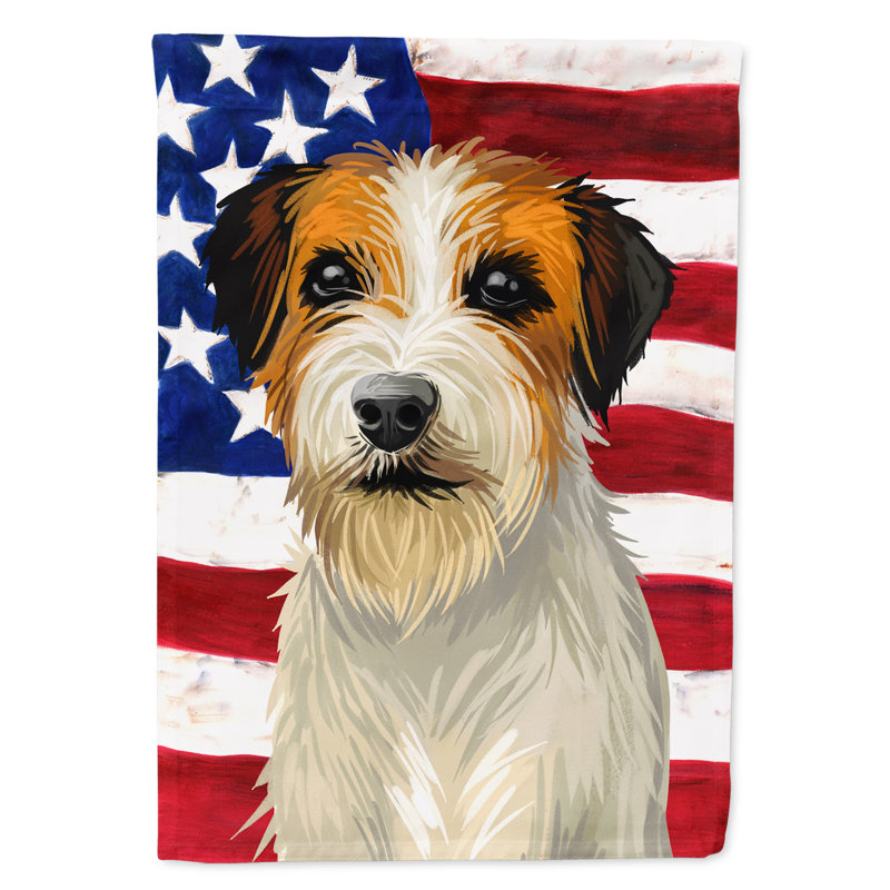 Polyester à 2 côtés 28 x 40 po drapeau maison, Russell Terrier