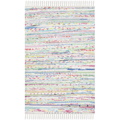 Fales Striped Handwoven Flatweave Light Green / Multi Area Rug