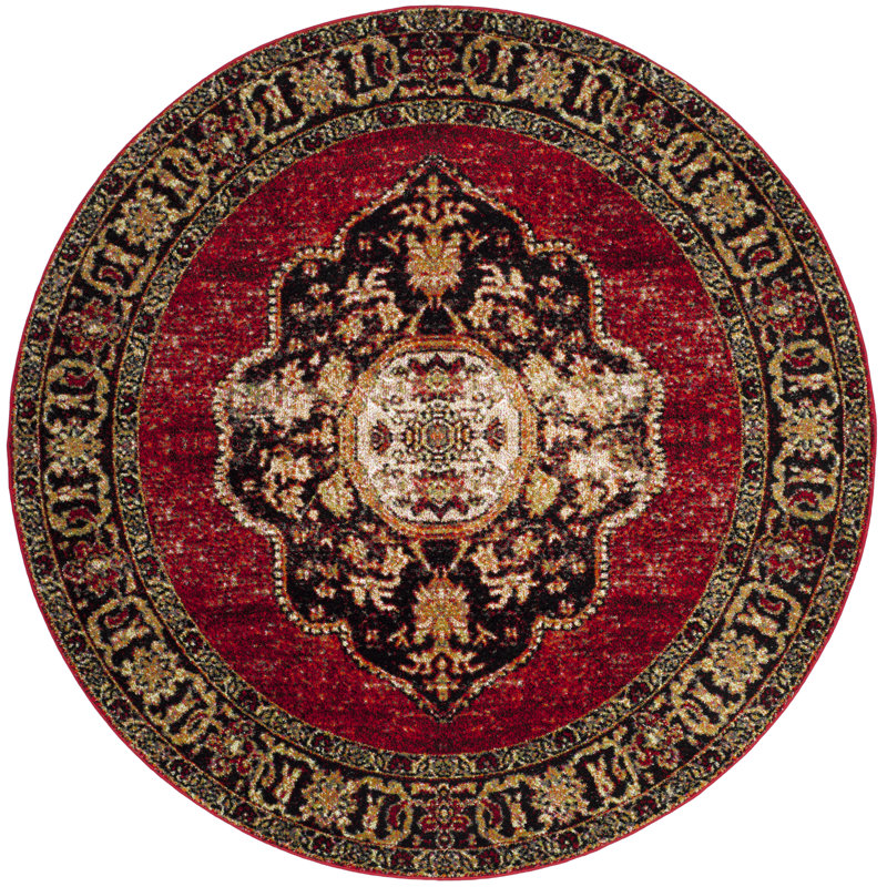 Tapis oriental rouge / multicolore Imauri, Rond 6 pi 7 po