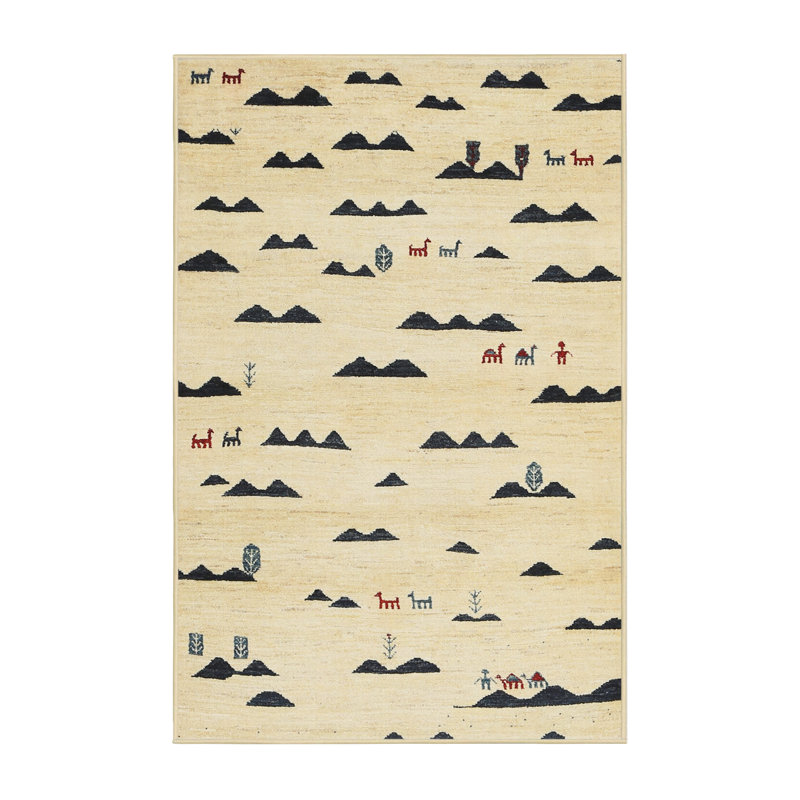 Tapis contemporain beige / brun / gris, Rectangle 5 pi x 8 pi