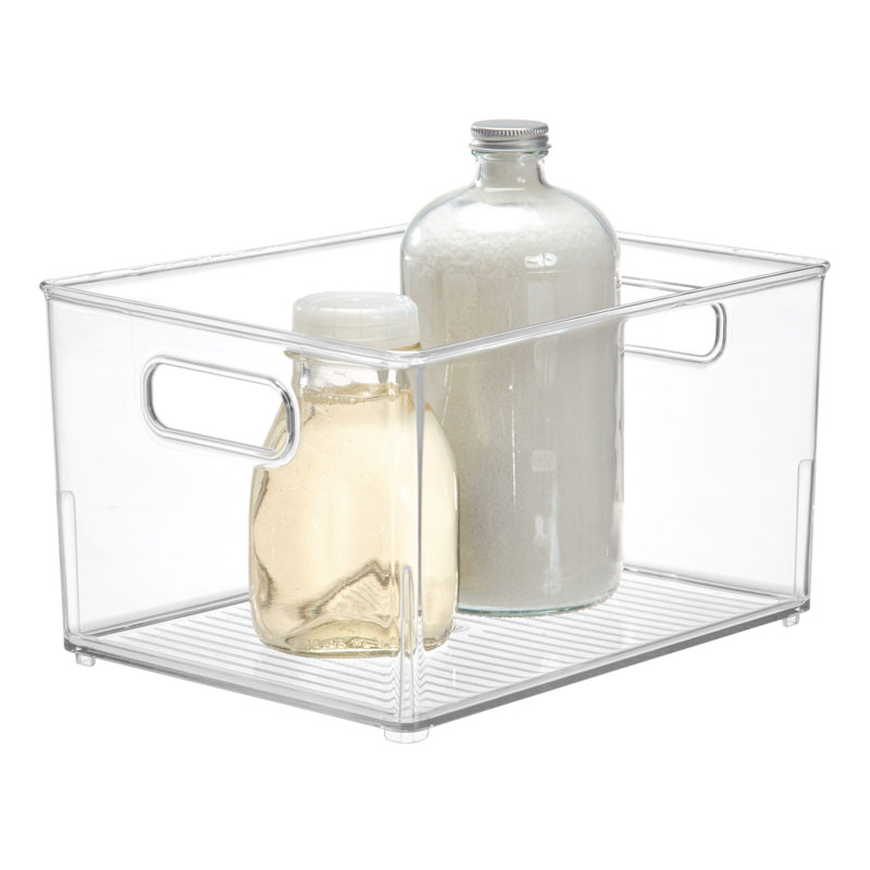 iDesign Small Plastic Bathroom Storage Bin with Handles - Clear, 9.40