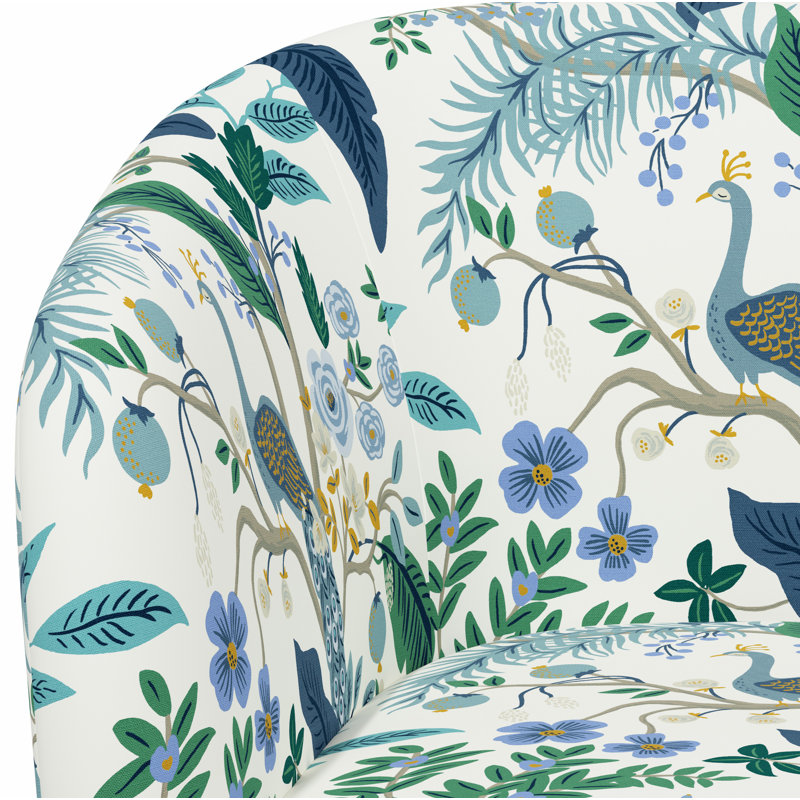 Pembroke Swivel Chair, Rpc Peacock Blue & White Linen
