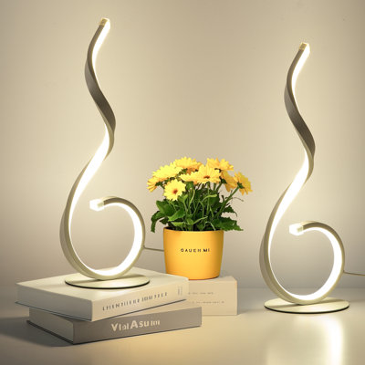 2 lampes de table en spirale modernes 2 pièces, 3 lampes de table à DEL à température de couleur, lampe de table de charge USB, lampe de lecture à intensité variable, lampes de table de bout pour le salon, la chambre à coucher, le bureau