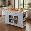 Îlot de cuisine mobile de 54 po avec porte vitrée, prise de courant et tablettes ouvertes, chariot de cuisine roulant avec porte-serviettes, support à épices et porte-couteaux, table de préparation fonctionnelle pour la cuisine, la salle à manger-2083051938