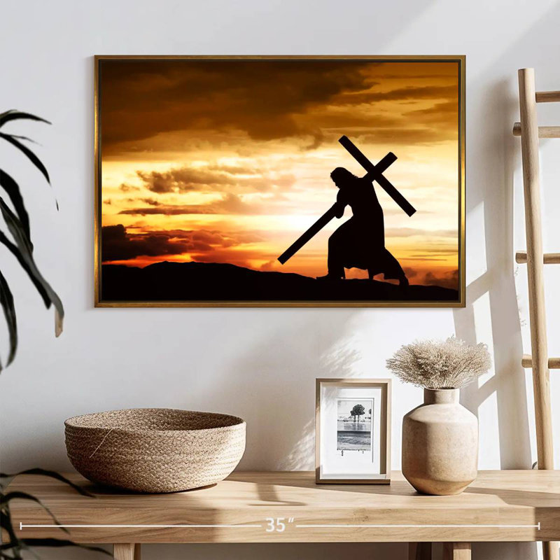 Jésus-Christ, 25 po x 17 po, Cadre flottant doré