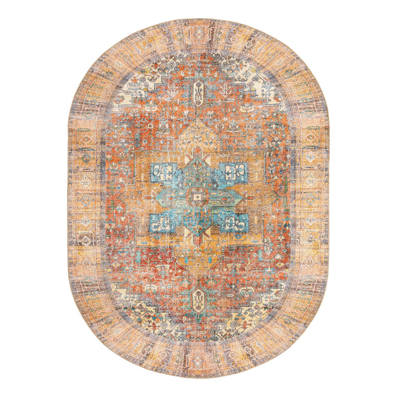 Chenille Geometric Indoor Rug, Oval 7'6" x 10'6"