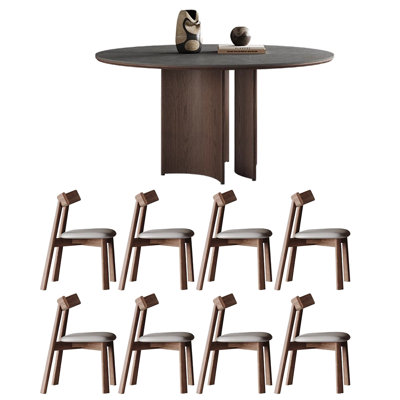 High-end round home dining table and chair