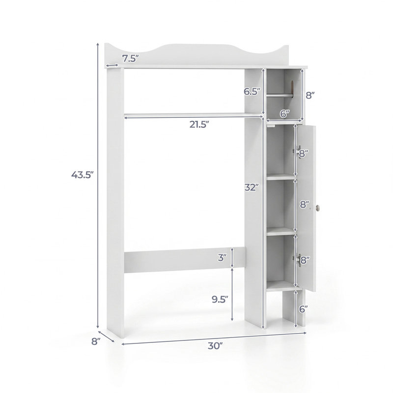 Rangement au-dessus de la toilette l 30 po x H 42 po x P 8 po Mckellar