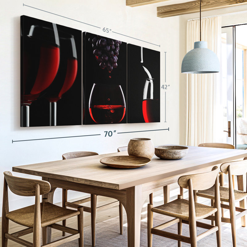 «Red Wine Life», 3 pièces, H 42 po x l 65 po