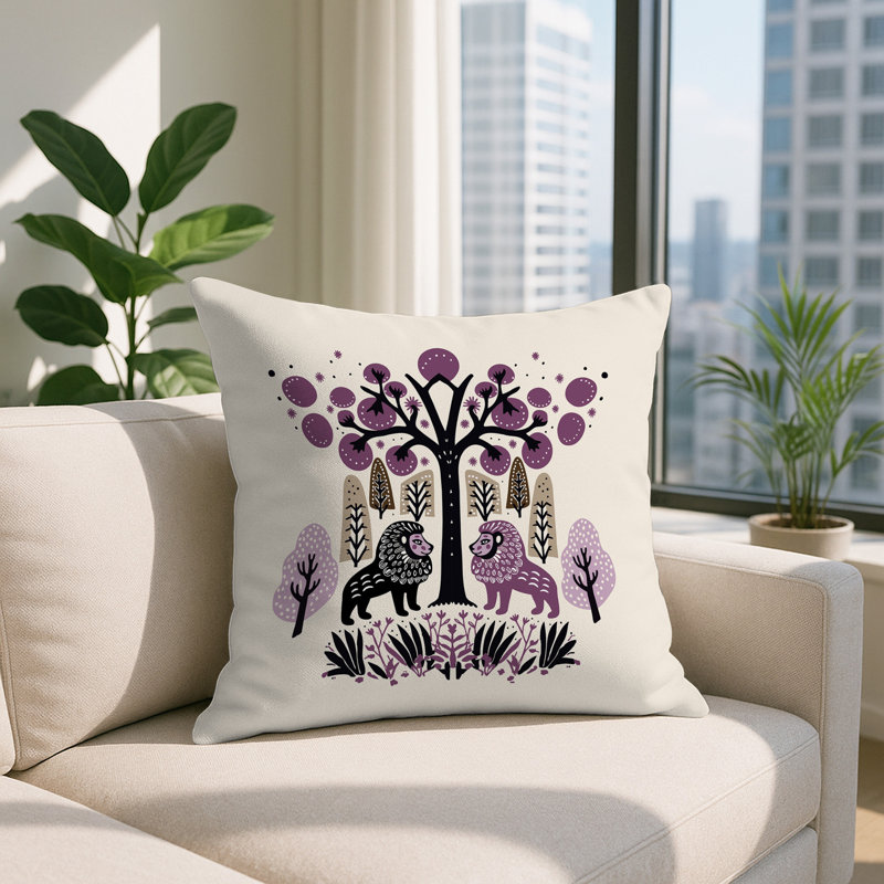 Coussin Comas, Carré 15 po, Mauve