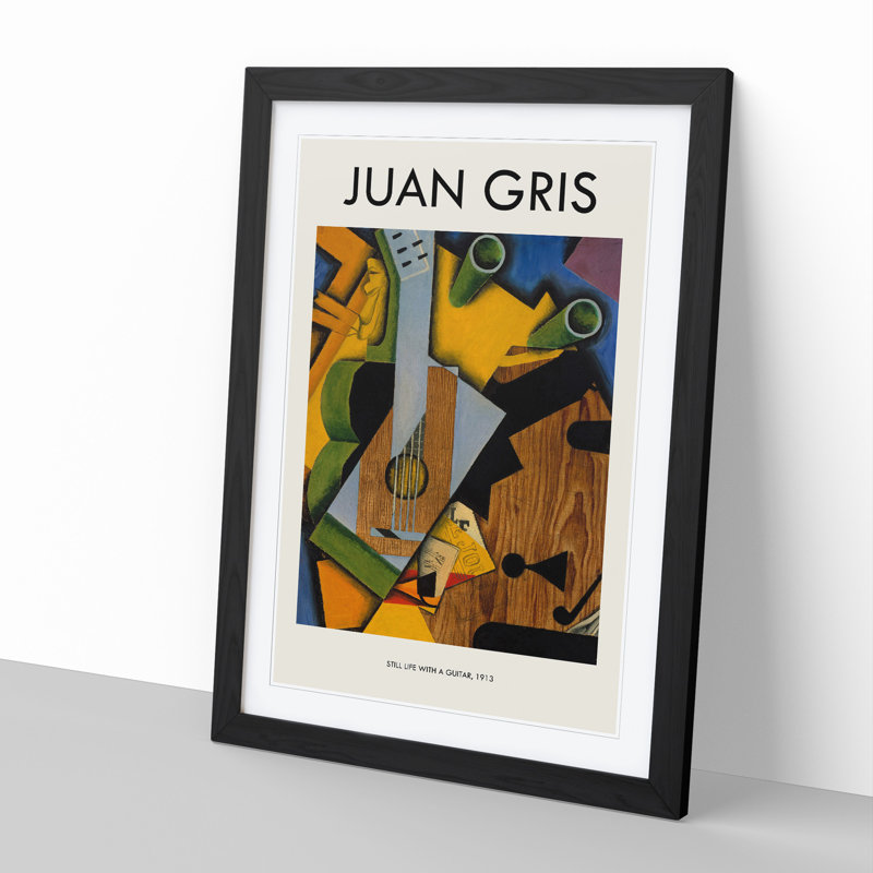 Still Life With Guitar by Juan Gris - Single Picture Frame Print, 65cm H x 48cm W x 2cm D, Black Framed