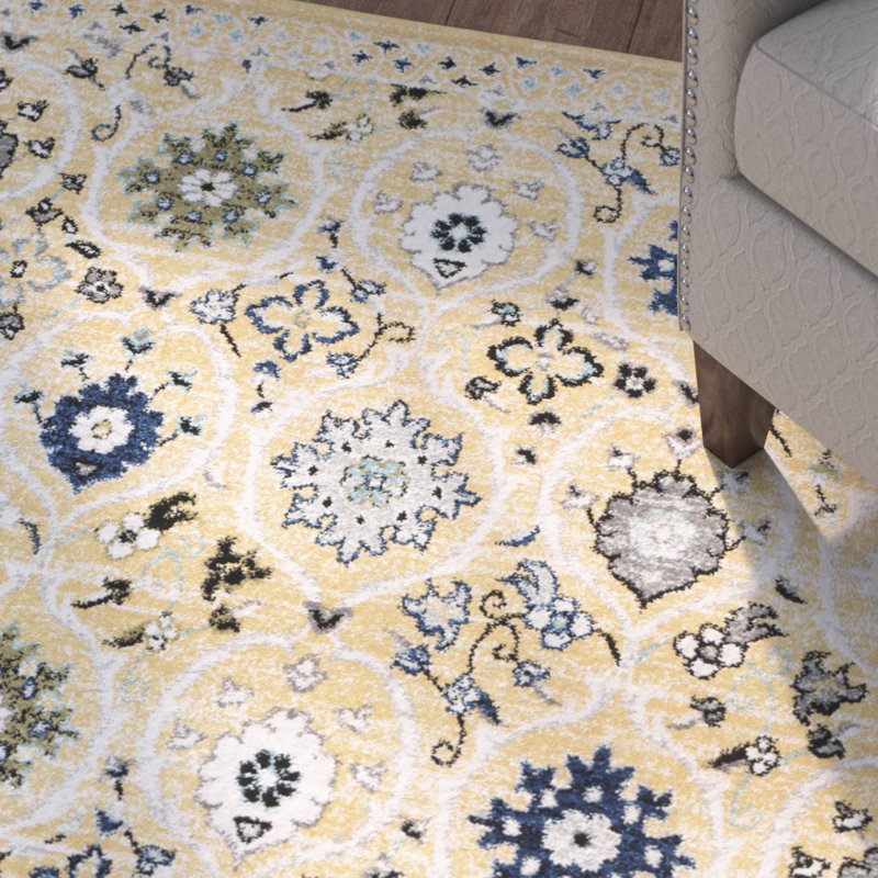 Tapis doré / ivoire Osakis Orienta, Rectangle 6 pi 7 po x 9 pi