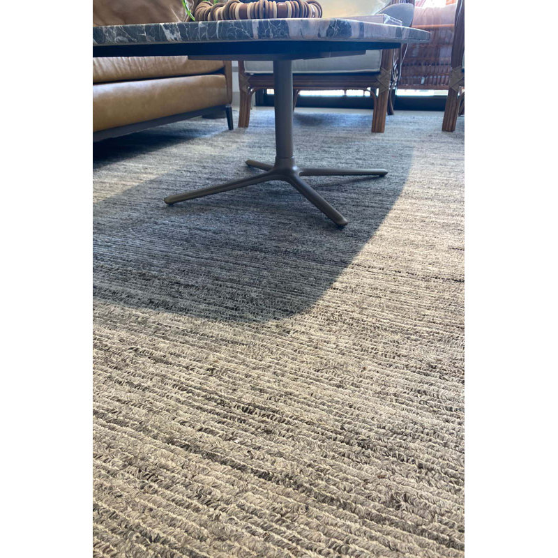 Tapis intérieur / extérieur gris argenté touffeté à la main Azman, Rectangle de 10 pi x 14 pi