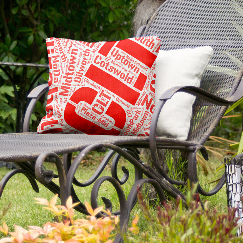 Coussin décoratif intérieur/extérieur charlotte, H 16 po x l 16 po, Rouge, Non