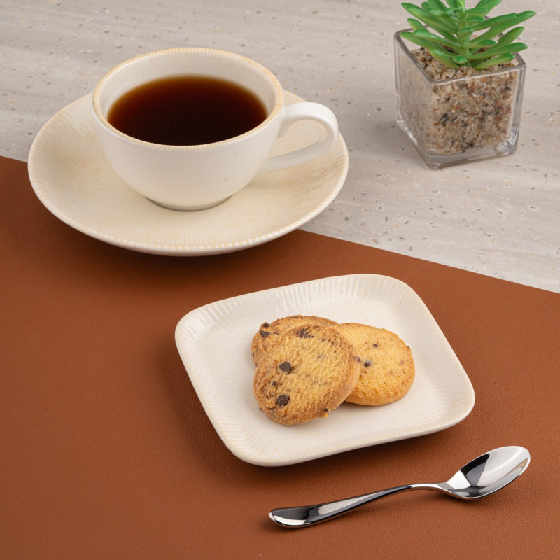 Assiette carrée miniature en porcelaine Paros-Sand | Va au micro-ondes et au lave-vaisselle