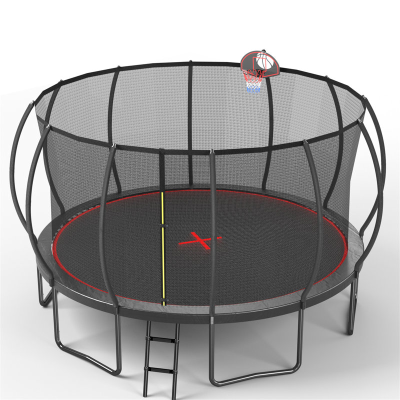 16Ft Trampoline Pumpkin- Black Red