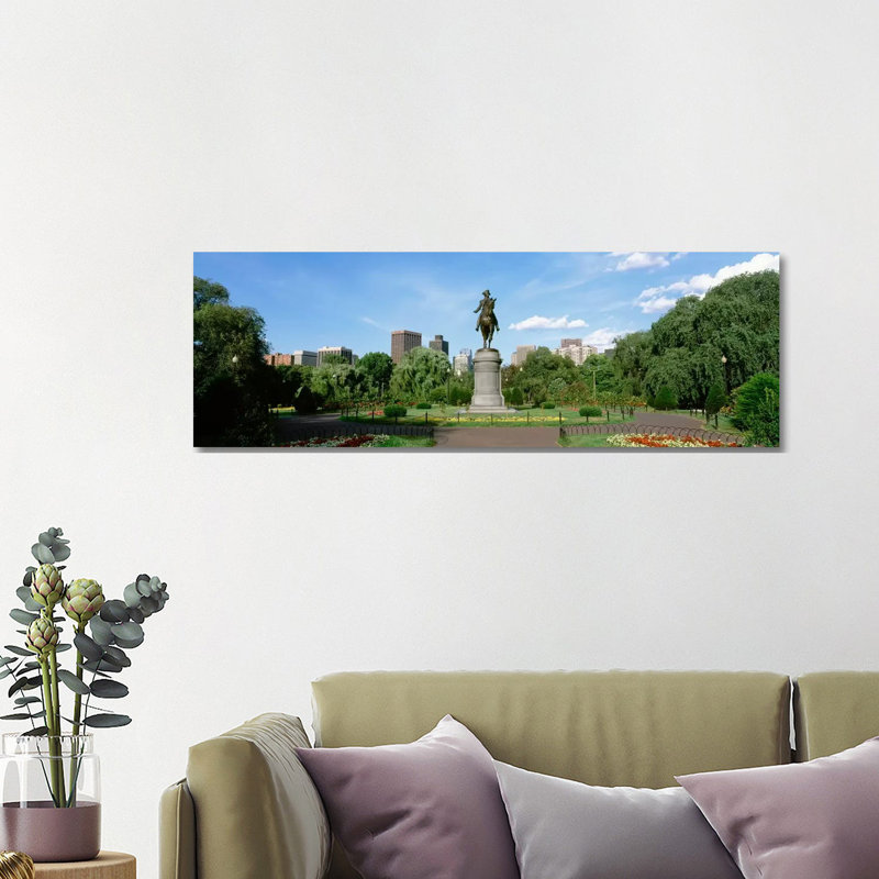 George Washington Equestrian Statue, Boston Public Garden, Boston, Massachusetts, USA 1 Piece Wrapped Canvas Panoramic Wall Art