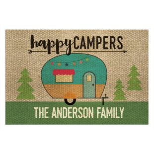 Lydia Happy Camper 30 x 18 Non-Slip Indoor Outdoor Door Mat Redwood Rover