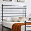 Structure de lit plateforme moderne en métal avec barres horizontales colorées - Plusieurs couleurs disponibles, aucun sommier requis, fabrication en acier robuste, assemblage facile-790045807-790045800