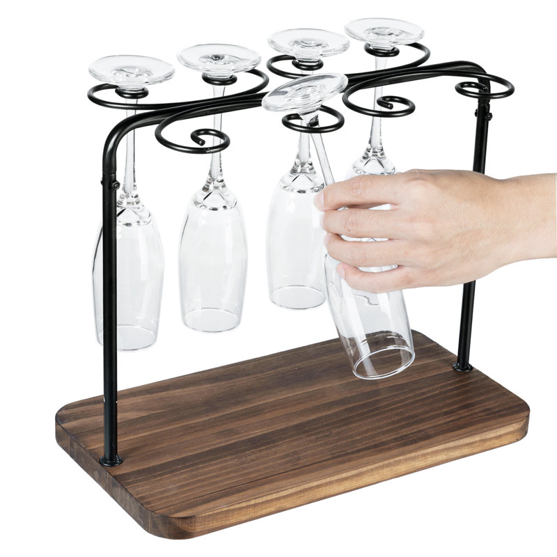 Metal Tabletop Wine Glass Rack In Brown